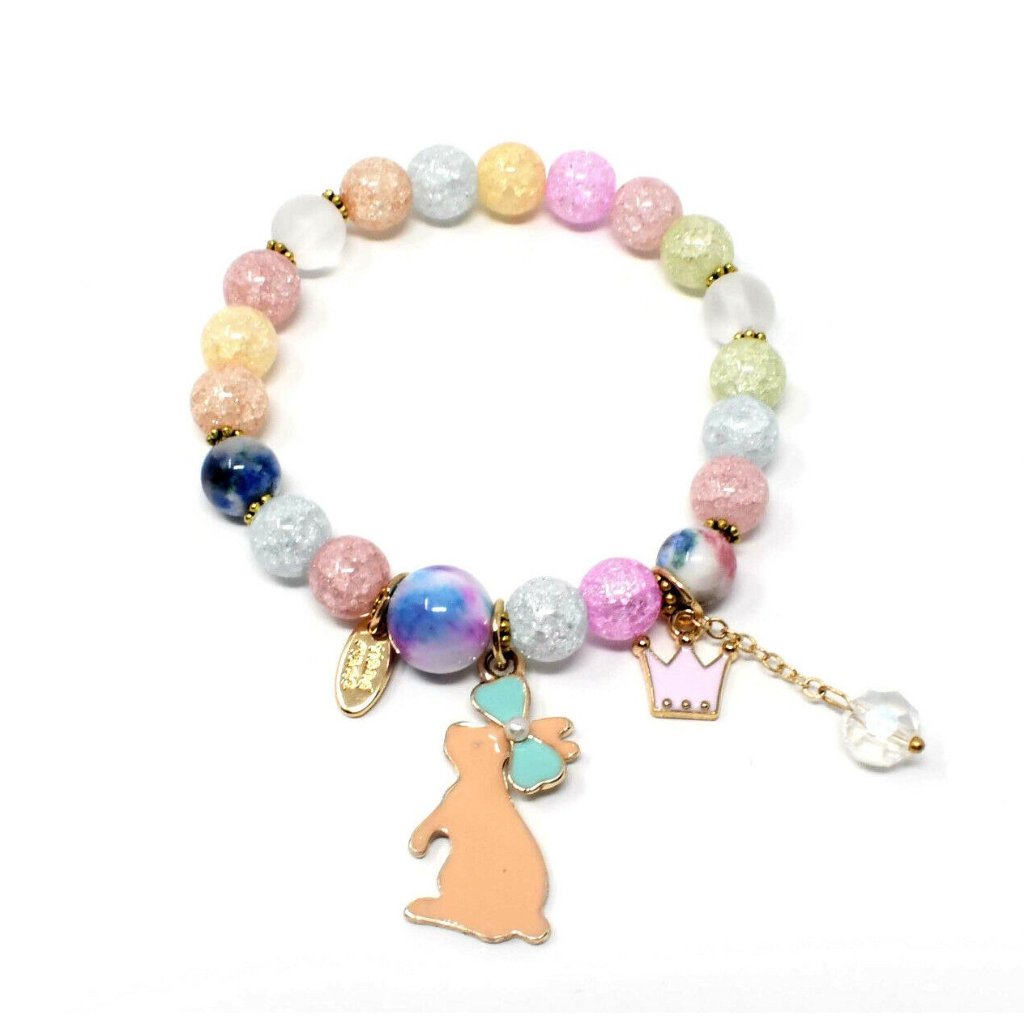 Crystal Bunnycharm Stretch Beaded Bracelet 19$